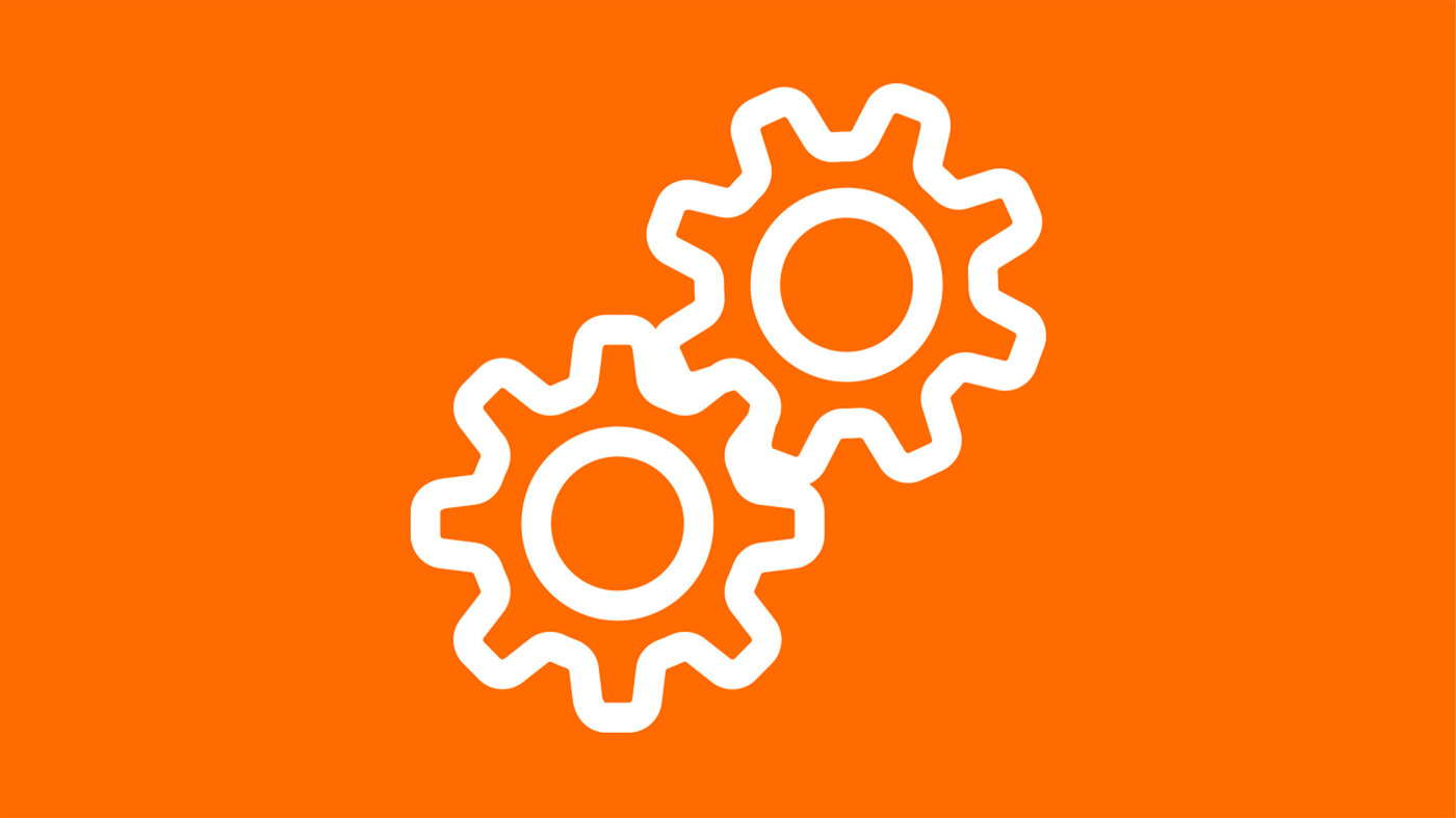 Symbol mit Zahnrädern für technische Anlagen